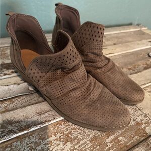 Brown Perforated Ankle Booties